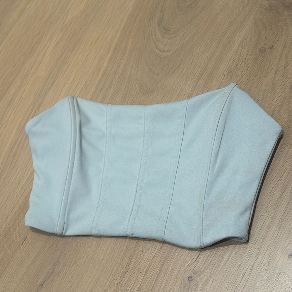 Light blue SHEIN cropped corset top